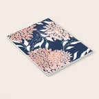 Floral Blooms and Leaves, Navy, Coral and White Notebook Gallery Image 3