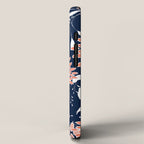 Floral Blooms and Leaves, Navy, Coral and White iPhone Case Gallery Image 2