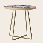 Floral Blooms and Leaves, Navy, Coral and White Side Table Gallery Image 1
