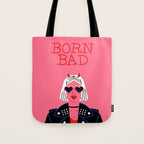 Born bad devil woman cartoon portrait art Tote Bag Gallery Image 1