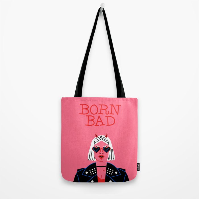 Born bad devil woman cartoon portrait art Tote Bag Gallery Image 2