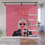 Born bad devil woman cartoon portrait art Wall Mural Gallery Image 1