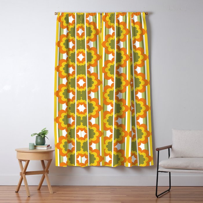 '70's Summer' Orange Yellow Green Window Curtain Gallery Image 1