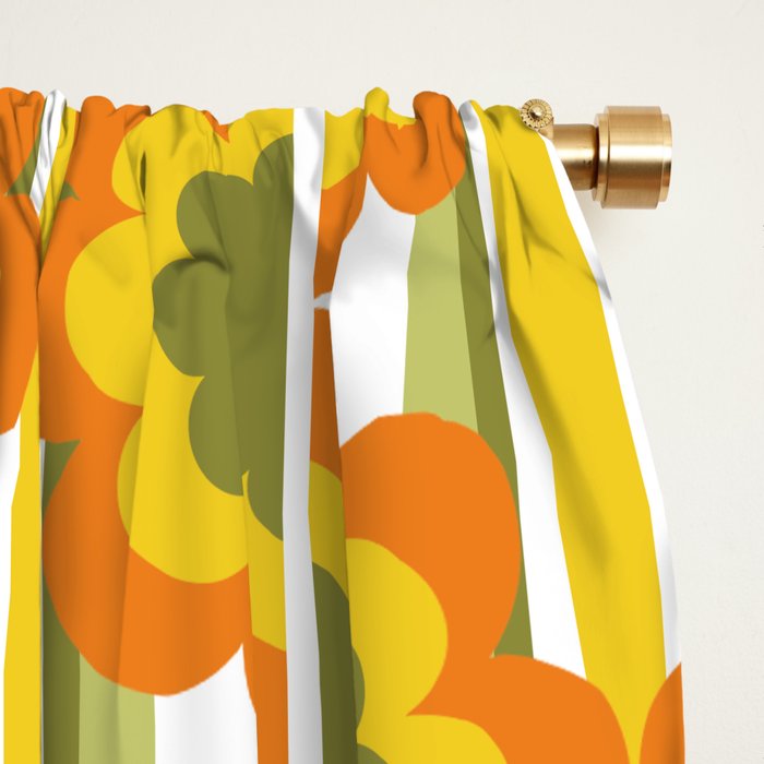 '70's Summer' Orange Yellow Green Window Curtain Gallery Image 2