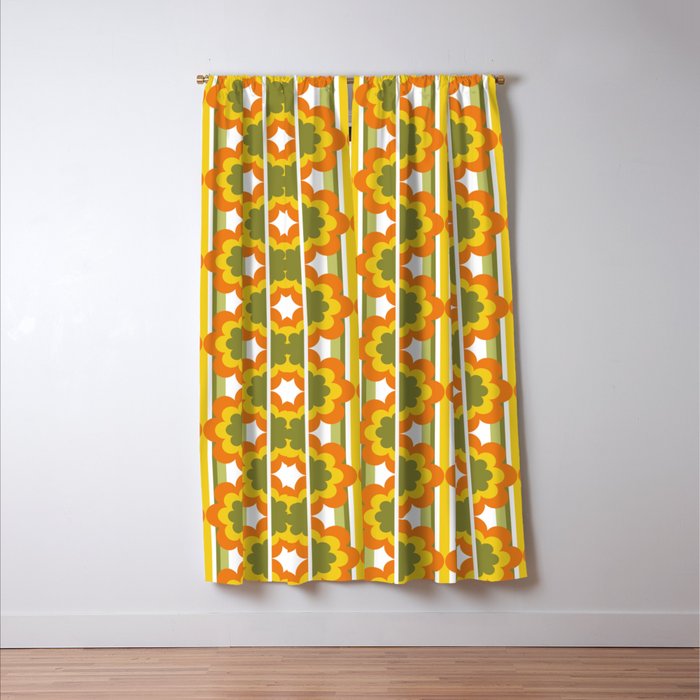 '70's Summer' Orange Yellow Green Window Curtain Gallery Image 3