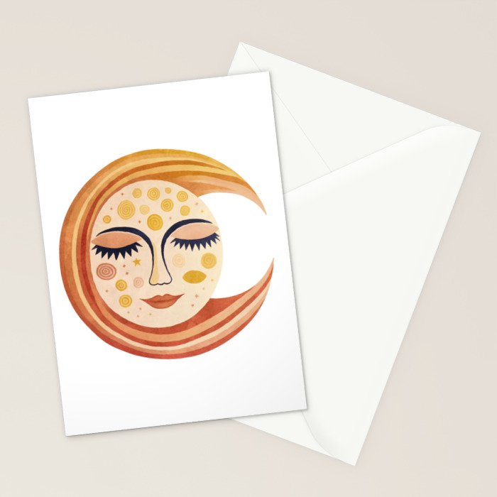 Whimsical Moon Magic Boho Dreams Stationery Card Gallery Image 2
