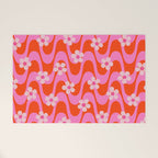 Groovy Pink Flower Power Welcome Mat Gallery Image 1
