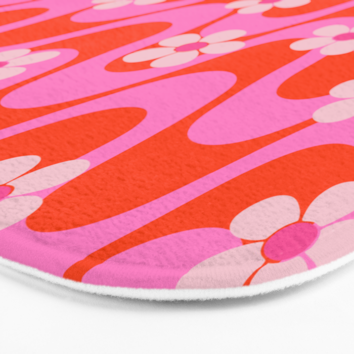 Groovy Pink Flower Power Bath Mat Gallery Image 3