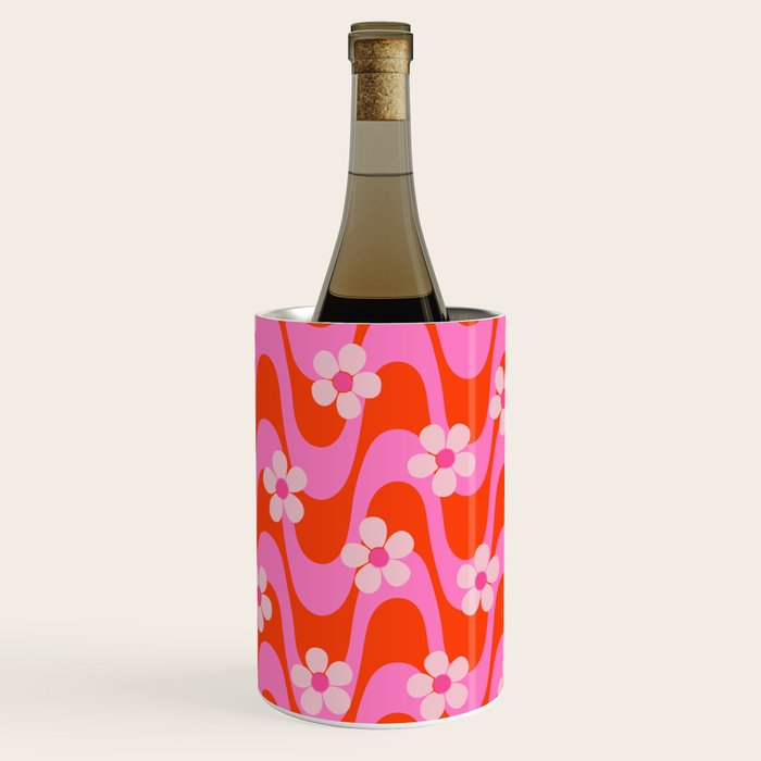 Groovy Pink Flower Power Wine Chiller Gallery Image 3