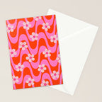 Groovy Pink Flower Power Stationery Card Gallery Image 2
