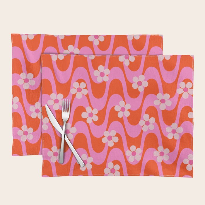 Groovy Pink Flower Power Placemat Gallery Image 1