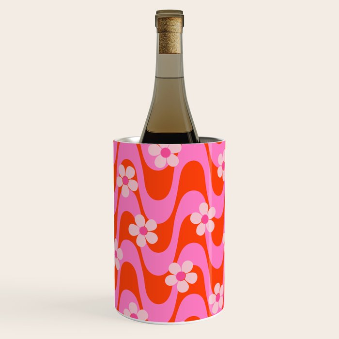 Groovy Pink Flower Power Wine Chiller Gallery Image 1