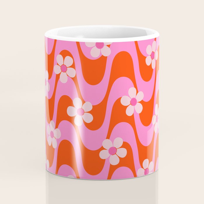 Groovy Pink Flower Power Coffee Mug Gallery Image 4