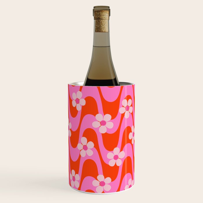 Groovy Pink Flower Power Wine Chiller Gallery Image 2