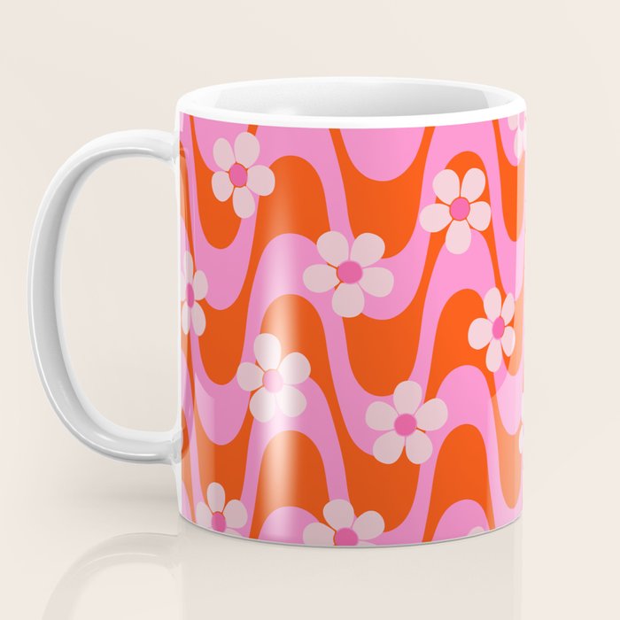 Groovy Pink Flower Power Coffee Mug Gallery Image 3