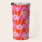 Groovy Pink Flower Power Travel Mug Gallery Image 3