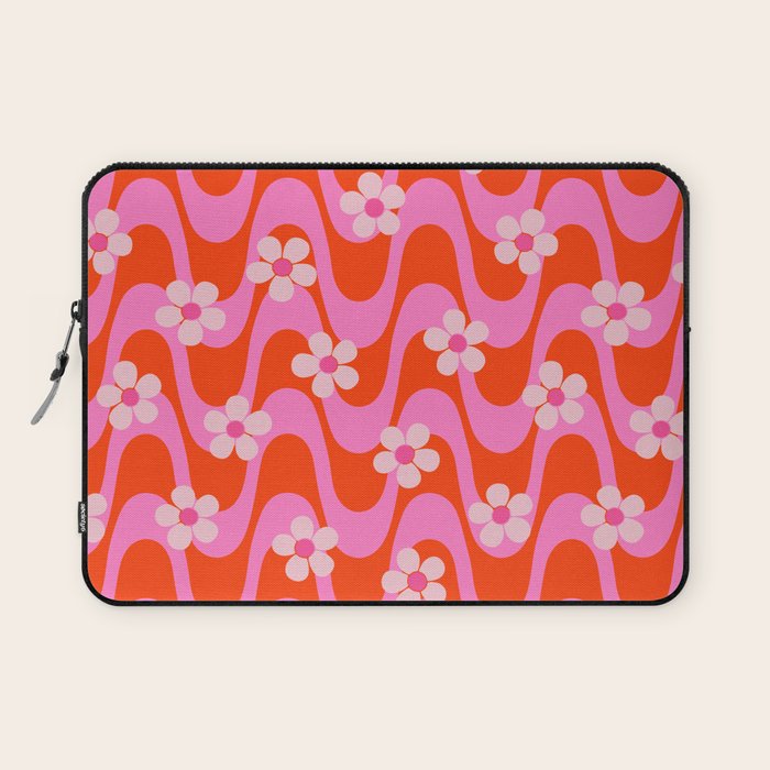 Groovy Pink Flower Power Laptop Sleeve Gallery Image 1