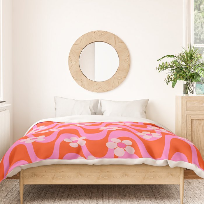 Groovy Pink Flower Power Duvet Cover Gallery Image 3