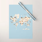 Illustrated Animal World Map Wrapping Paper Gallery Image 1