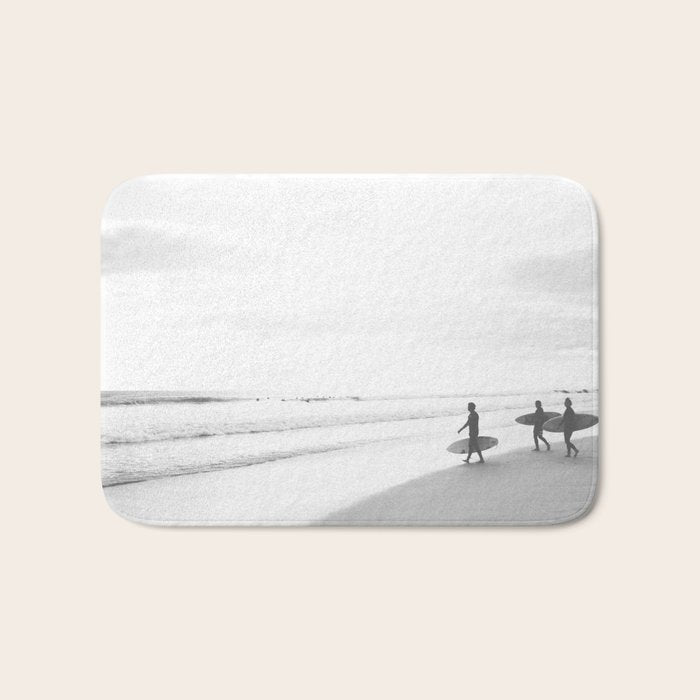 BW Surfer, Ocean Surf, California Dream, Beach Decor, Wave Surfers, Ocean Shore Bath Mat Gallery Image 1