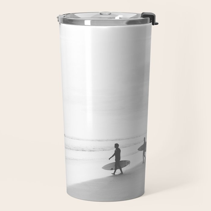 BW Surfer, Ocean Surf, California Dream, Beach Decor, Wave Surfers, Ocean Shore Travel Mug Gallery Image 2