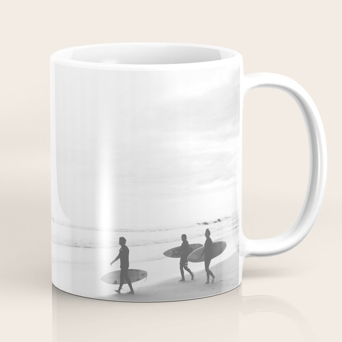 BW Surfer, Ocean Surf, California Dream, Beach Decor, Wave Surfers, Ocean Shore Coffee Mug Gallery Image 1
