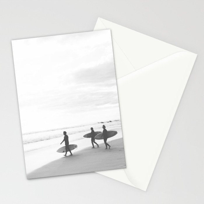 BW Surfer, Ocean Surf, California Dream, Beach Decor, Wave Surfers, Ocean Shore Stationery Card Gallery Image 2