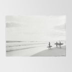 BW Surfer, Ocean Surf, California Dream, Beach Decor, Wave Surfers, Ocean Shore Rug Gallery Image 2