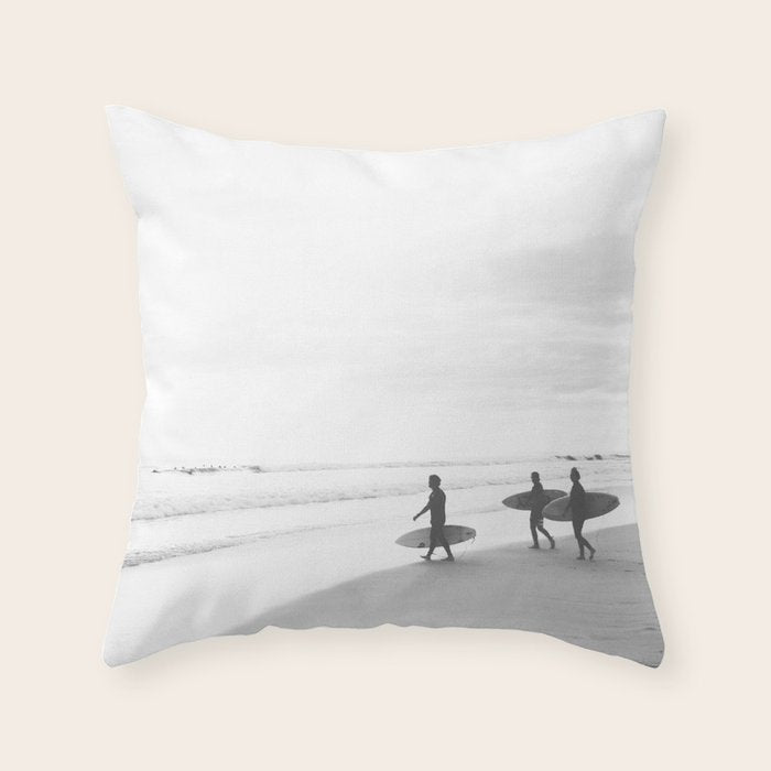 BW Surfer, Ocean Surf, California Dream, Beach Decor, Wave Surfers, Ocean Shore Throw Pillow Gallery Image 6