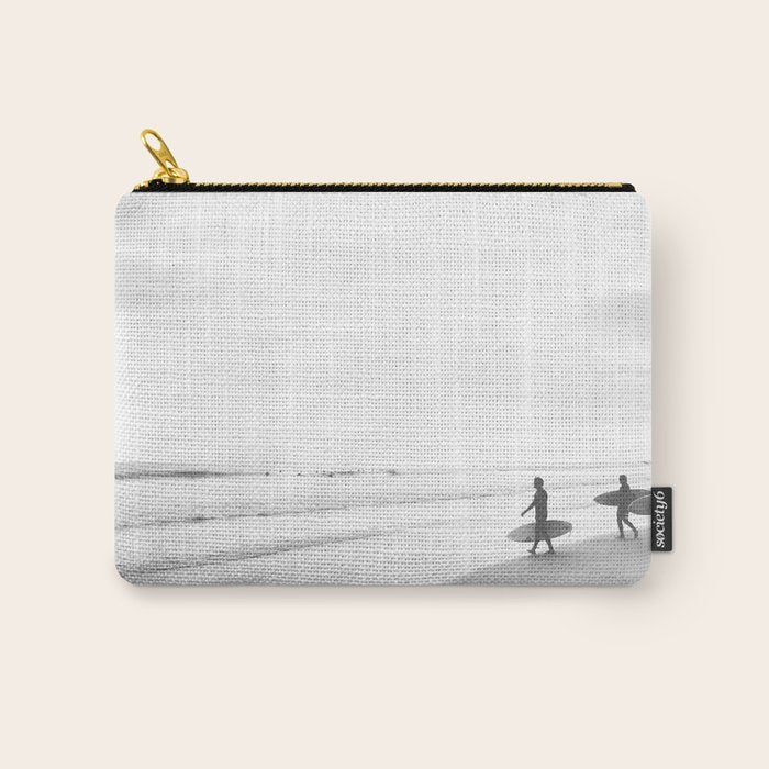 BW Surfer, Ocean Surf, California Dream, Beach Decor, Wave Surfers, Ocean Shore Carry All Pouch Gallery Image 1