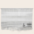BW Surfer, Ocean Surf, California Dream, Beach Decor, Wave Surfers, Ocean Shore Wall Hanging Gallery Image 1
