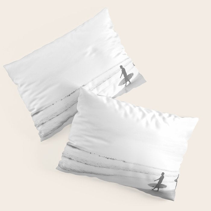 BW Surfer, Ocean Surf, California Dream, Beach Decor, Wave Surfers, Ocean Shore Pillow Sham Gallery Image 3