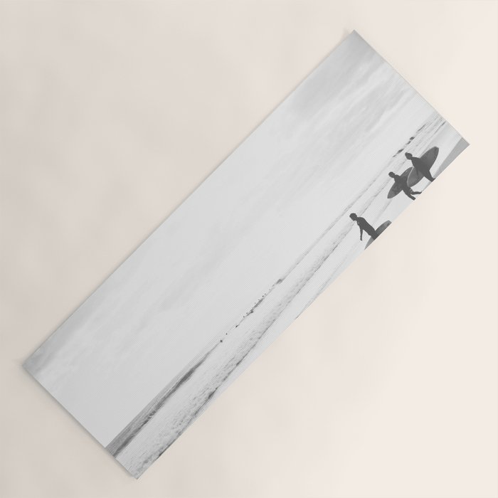 BW Surfer, Ocean Surf, California Dream, Beach Decor, Wave Surfers, Ocean Shore Yoga Mat Gallery Image 1