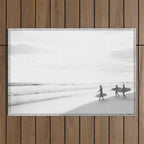 BW Surfer, Ocean Surf, California Dream, Beach Decor, Wave Surfers, Ocean Shore Outdoor Rug Gallery Image 1