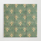 Art Deco Fans Pattern in Teal Wood Wall Art Gallery Image 1