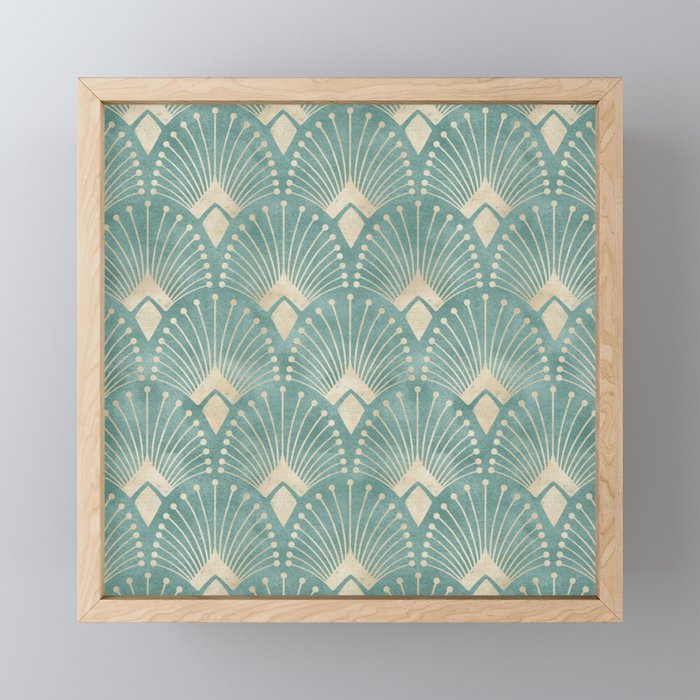 Art Deco Fans Pattern in Teal Mini Art Print Gallery Image 1