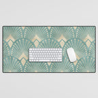 Art Deco Fans Pattern in Teal Desk Mat Gallery Image 1