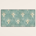 Art Deco Fans Pattern in Teal Desk Mat Gallery Image 3