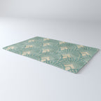 Art Deco Fans Pattern in Teal Rug Gallery Image 3