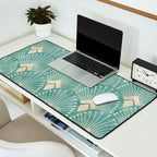 Art Deco Fans Pattern in Teal Desk Mat Gallery Image 2