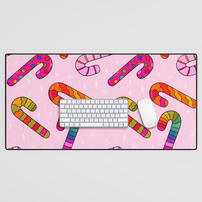 Rainbow Candy Canes Desk Mat Gallery Image 1