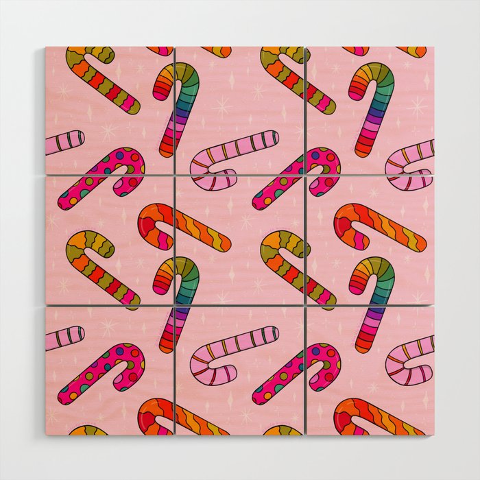 Rainbow Candy Canes Wood Wall Art Gallery Image 1