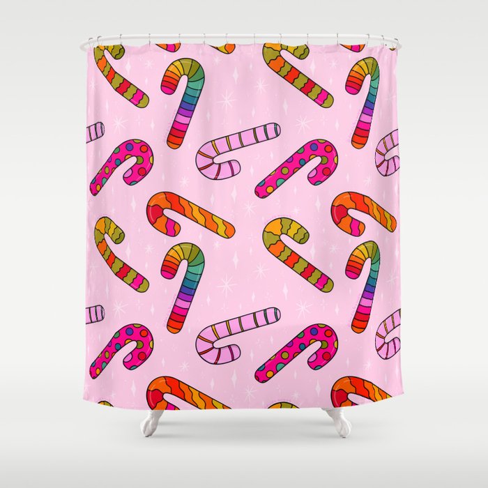 Rainbow Candy Canes Shower Curtain Gallery Image 1