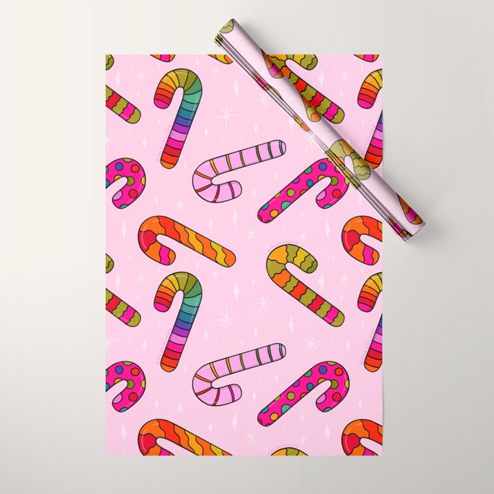 Rainbow Candy Canes Wrapping Paper Gallery Image 1