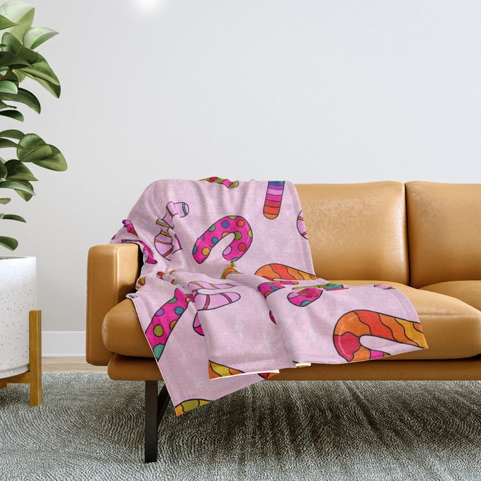 Rainbow Candy Canes Throw Blanket Gallery Image 1