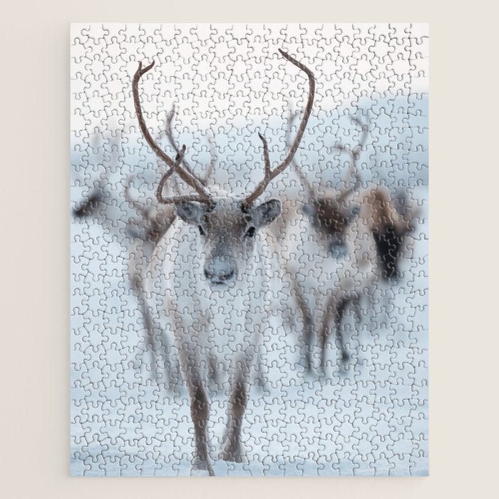 Reindeer in the Snow - Nordic Wildlife Photography Print Jigsaw Puzzle Gallery Image 1