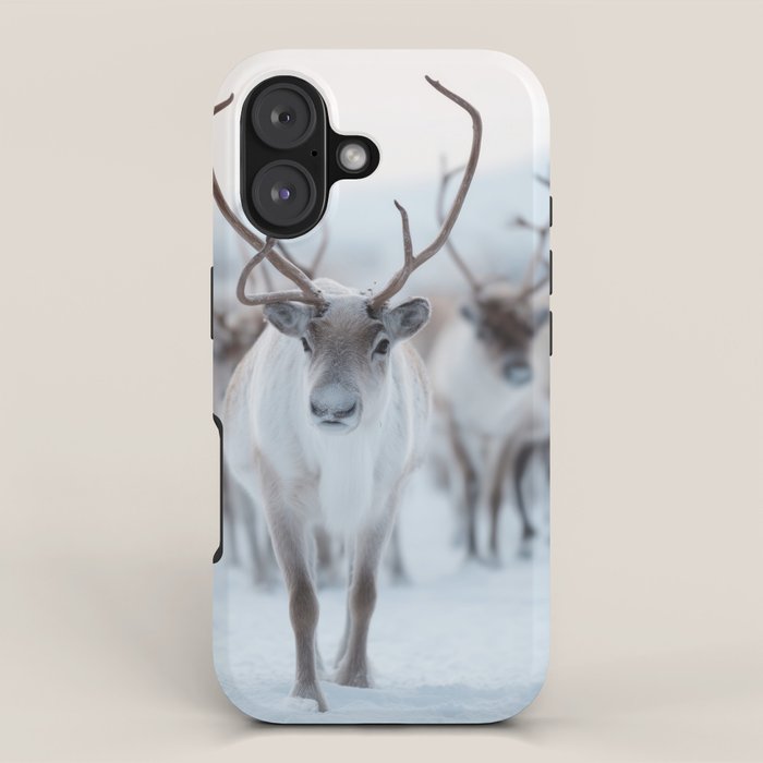 Reindeer in the Snow - Nordic Wildlife Photography Print iPhone Case Gallery Image 1