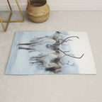 Reindeer in the Snow - Nordic Wildlife Photography Print Rug Gallery Image 1