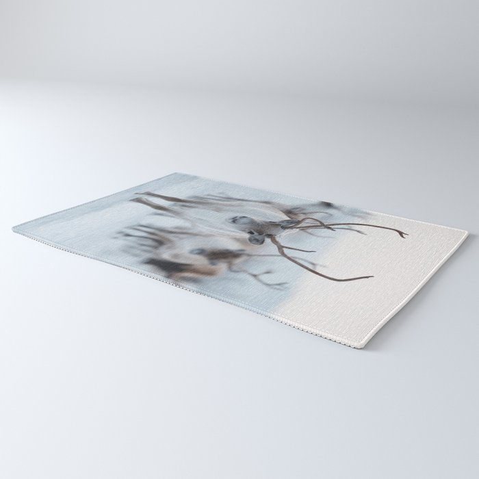 Reindeer in the Snow - Nordic Wildlife Photography Print Rug Gallery Image 3