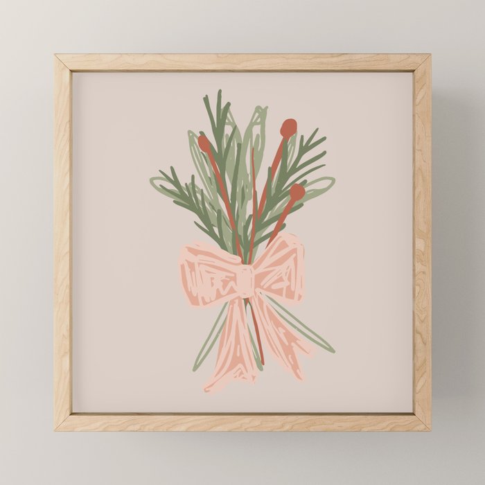 Holiday Bow-quet . Neutral Mini Art Print Gallery Image 1